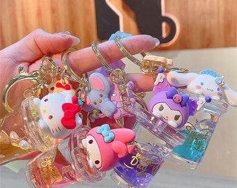 gift packing !!! liquid keychain / keyring / charm / pendants for schoolbag/backpack christmas anime gift kawaii decoration souvenir cute