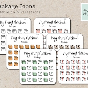 Pakketpictogrammen - Minimalistische handgetekende stickers voor planner, dagboek, kalendersticker