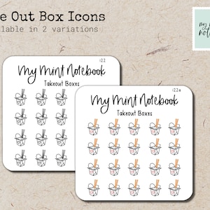 Takeout Box Icons - Minimalist Hand Drawn Stickers for Planner, Journal, Calendar Sticker
