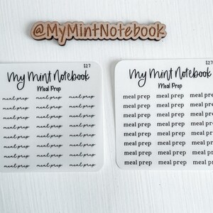 Guión de preparación de comidas: pegatinas pequeñas minimalistas escritas a mano para planificador, diario y calendario Pegatina