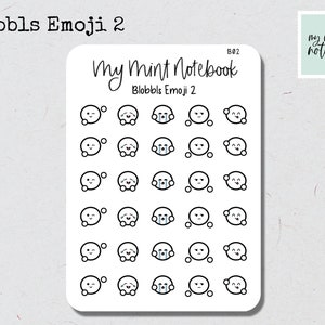 Blobbl Emoji 2 - Pegatinas minimalistas dibujadas a mano para planificador, diario y calendario Pegatina