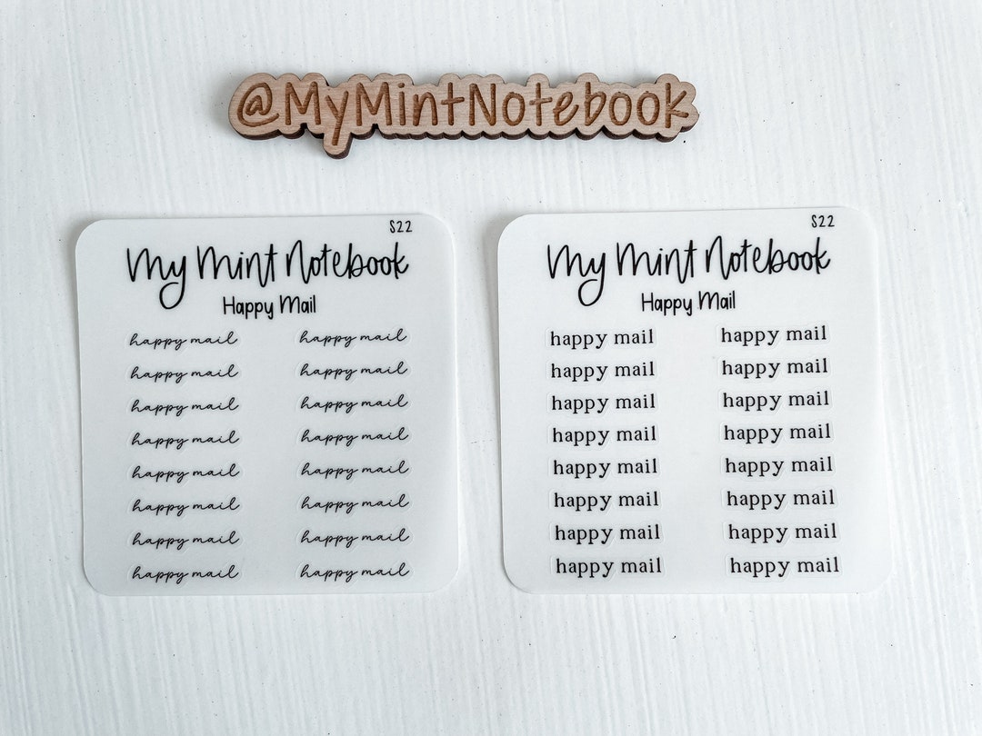 Mail Script Decal Ribtable Happy Mail Script - Minimalist Handwritten Petite Stickers for Planner ...