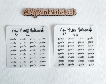 Goals Script - Petits autocollants manuscrits minimalistes pour agenda, journal, calendrier