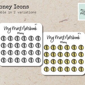 Money Icons - Minimalist Hand Drawn Stickers for Planner, Journal, Calendar Sticker