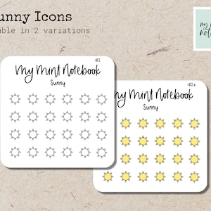 Sunny Icons - Minimalist Hand Drawn Stickers for Planner, Journal, Calendar Sticker