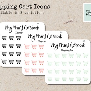 Shopping Cart Icons - Minimalist Hand Drawn Stickers for Planner, Journal, Calendar Sticker