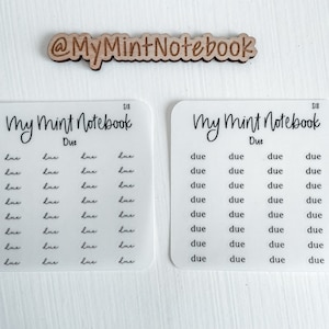 Due Script - Pequeñas pegatinas minimalistas escritas a mano para planificador, diario y calendario Pegatina