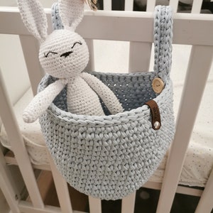 Crocheted hanging basket, baby bed, storage basket crochet basket.