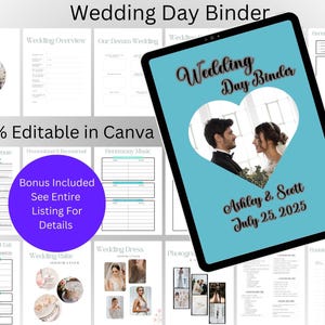 750+ Page Canva Wedding Planner Template Bundle, Wedding Checklist, Engagement Party Binder, Wedding Itinerary, Wedding Day Binder
