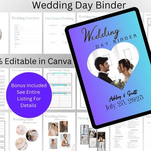 Canva Wedding Planner Template Bundle, Wedding Checklist, Engagement Party Binder, Wedding Itinerary, Wedding Day Binder