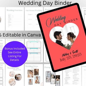 Canva Wedding Planner Template Bundle, Wedding Checklist, Engagement Party Binder, Wedding Itinerary, Wedding Day Binder