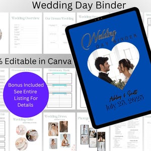 750 Page Canva Wedding Planner Template Bundle, Wedding Checklist, Engagement Party Binder, Wedding Itinerary, Wedding Day Binder