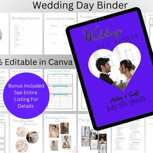 The Ultimate Wedding Day Binder Template, Edit in Canva, Wedding Itinerary, Instant Download, Digital Template, Printable, Wedding Planner