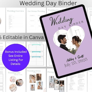 Ultimate Wedding Day Binder Template, Wedding Planner, Wedding Itinerary, Wedding Checklists, Digital & Printable Wedding Binder, Canva