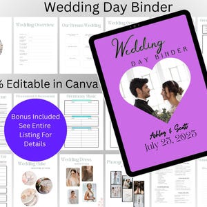The Ultimate Wedding Day Binder Template, Edit in Canva, Wedding Itinerary, Instant Download, Digital Template, Printable, Wedding Planner