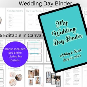 750+ Page Canva Wedding Planner Template Bundle, Wedding Checklist, Engagement Party Binder, Wedding Itinerary, Wedding Day Binder