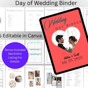 The Ultimate Wedding Day Binder Template, Edit in Canva, Wedding Itinerary, Instant Download, Digital Template, Printable, Wedding Planner