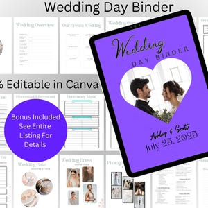 The Ultimate Wedding Day Binder Template, Edit in Canva, Wedding Itinerary, Instant Download, Digital Template, Printable, Wedding Planner