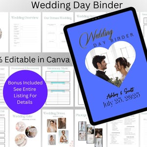 750 Page Canva Wedding Planner Template Bundle, Wedding Checklist, Engagement Party Binder, Wedding Itinerary, Wedding Day Binder