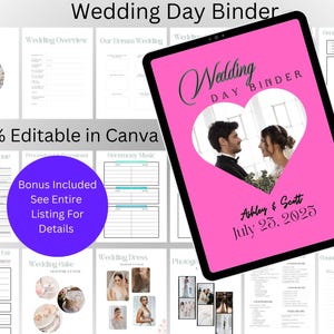 Canva Wedding Planner Template Bundle, Wedding Checklist, Engagement Party Binder, Wedding Itinerary, Wedding Day Binder