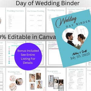 The Ultimate Wedding Day Binder Template, Edit in Canva, Wedding Itinerary, Instant Download, Digital Template, Printable, Wedding Planner