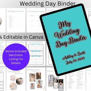750+ Page Canva Wedding Planner Template Bundle, Wedding Checklist, Engagement Party Binder, Wedding Itinerary, Wedding Day Binder