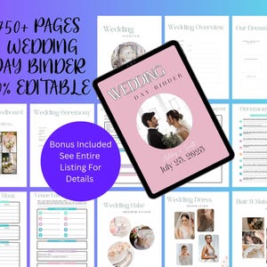 The Ultimate Wedding Day Binder Template, Edit in Canva, Instant Download, Digital Template, Printable, Wedding Itinerary, Wedding Planner