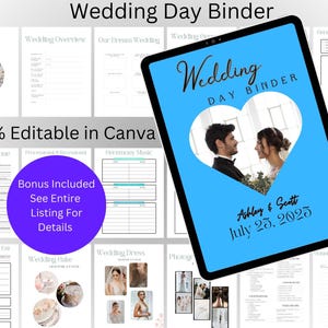 The Ultimate Wedding Day Binder Template, Edit in Canva, Wedding Itinerary, Instant Download, Digital Template, Printable, Wedding Planner
