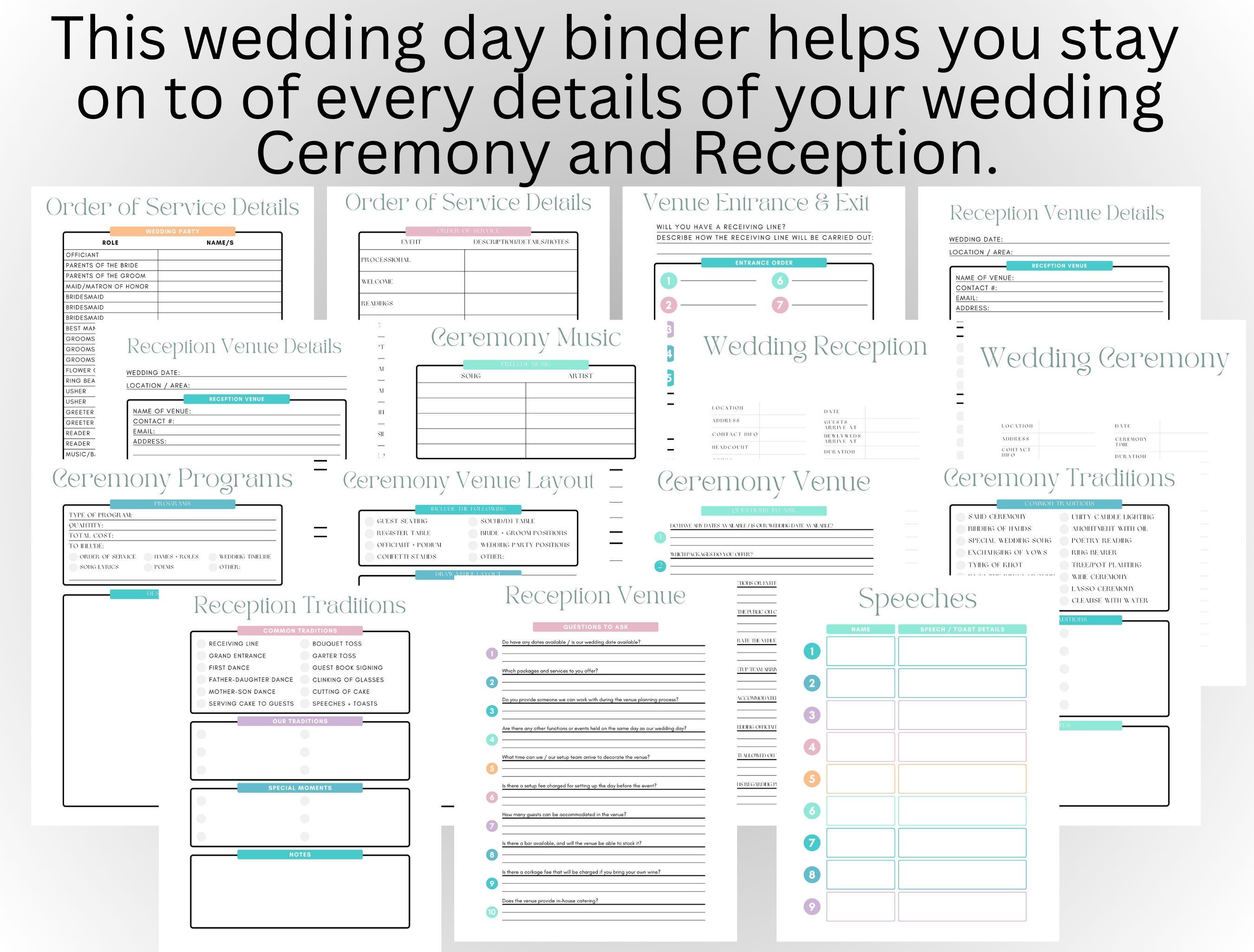 Ultimate Wedding Day Binder Template Wedding Binder Wedding