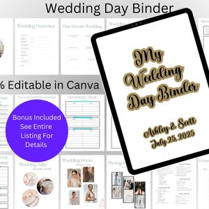 750+ Page Canva Wedding Planner Template Bundle, Wedding Checklist, Engagement Party Binder, Wedding Itinerary, Wedding Day Binder