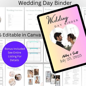 The Ultimate Wedding Day Binder Template, Edit in Canva, Wedding Itinerary, Instant Download, Digital Template, Printable, Wedding Planner