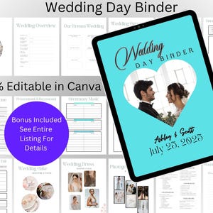 Canva Wedding Planner Template Bundle, Wedding Checklist, Engagement Party Binder, Wedding Itinerary, Wedding Day Binder