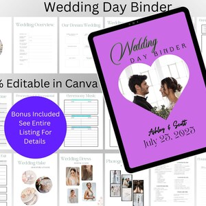 Canva Wedding Planner Template Bundle, Wedding Checklist, Engagement Party Binder, Wedding Itinerary, Wedding Day Binder