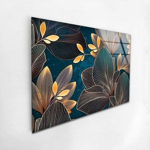 Tempered Glass Wall Art-floral Wall Decor-home Decor-glass - Etsy