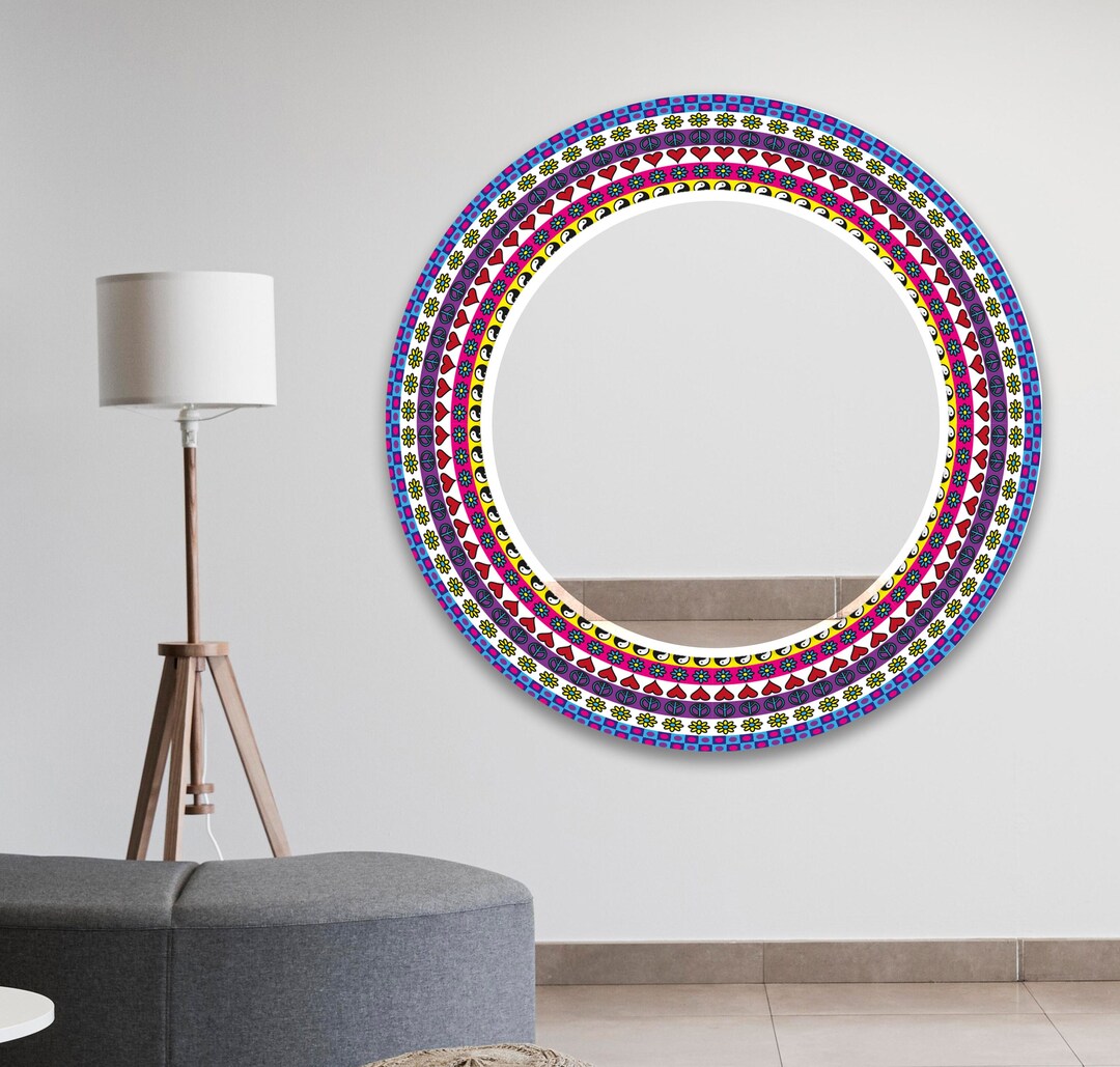 Large Round Mirror Wall Decorcircle Mirror for Wallbathroom Etsy