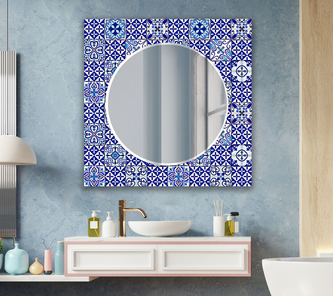 Large Round Mirror Wall Decorcircle Mirror for Wallbathroom Etsy