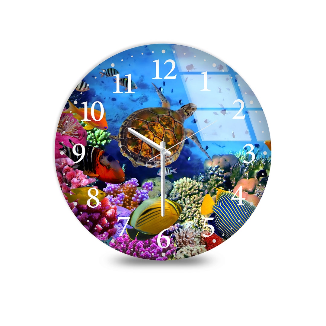 Tempered Glass Aquarium Wall Clocks for Living Room Clock Wall Etsy