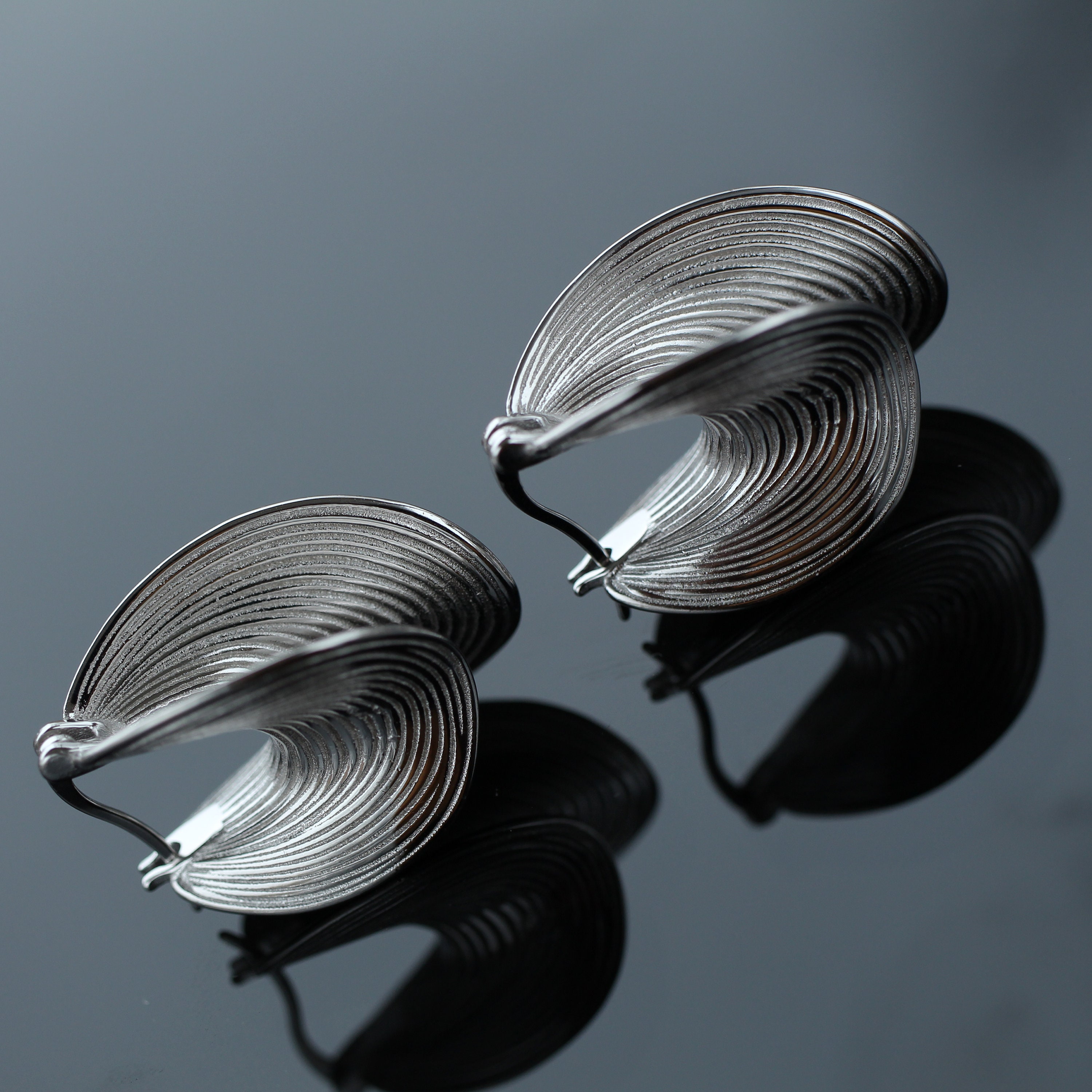 Unique Silver Stud Earrings|textured Earrings|big Silver Earrings ...