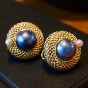 Einzigartige natürliche Mabe Perlenohrringe mit s925 Silber|Statement Mabe Perlenschmuck|Antike Vintage Mabe Perlenohrstecker|Perfektes Jubiläumsgeschenk