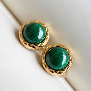 Genuine Malachite Studs Earring sterling silver|Statement Green Malachite Jewelry\Charm Vintage Earring\Hemisphere Silver Malachite Earrings
