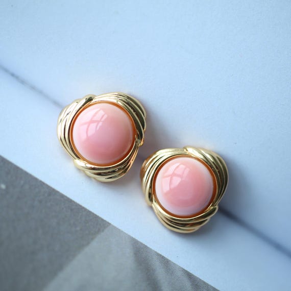 Boucles D'oreilles Fantaisie 925 Argent Et Or - Couleur Rose - Une Paire Neuve Avec étiquettes