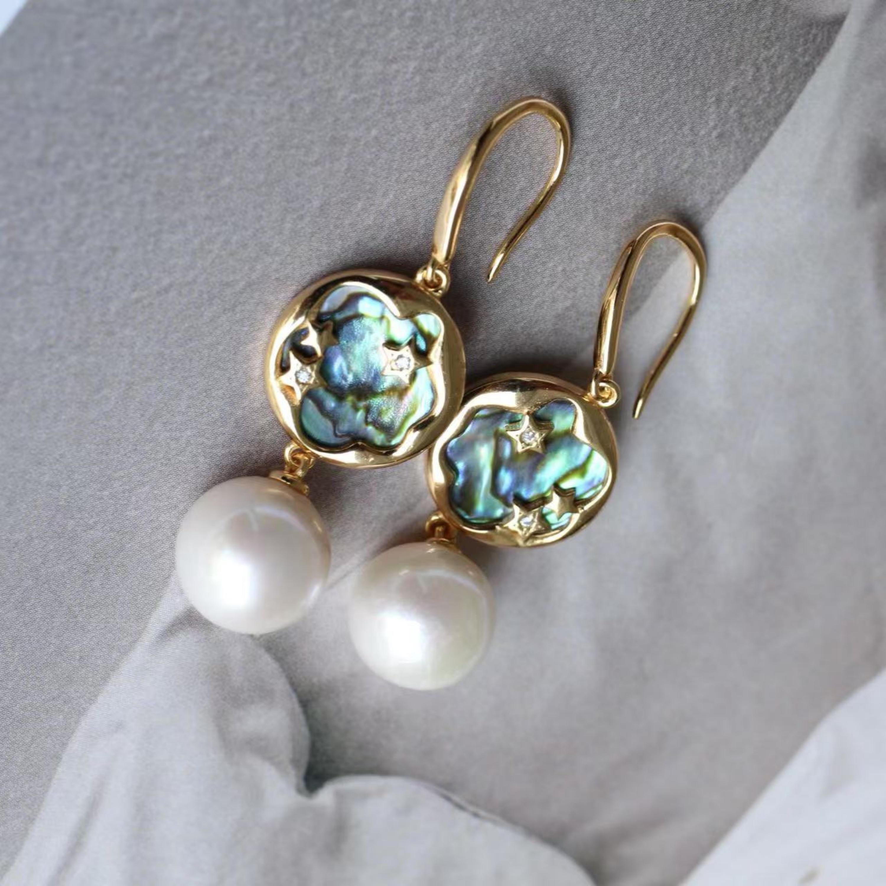 ☆HEI☆ sv925 pearl drop earring HE24WIESW119XXFR Freshwater Pearl and Ball Drop Stud Earrings 18K Gold Plated