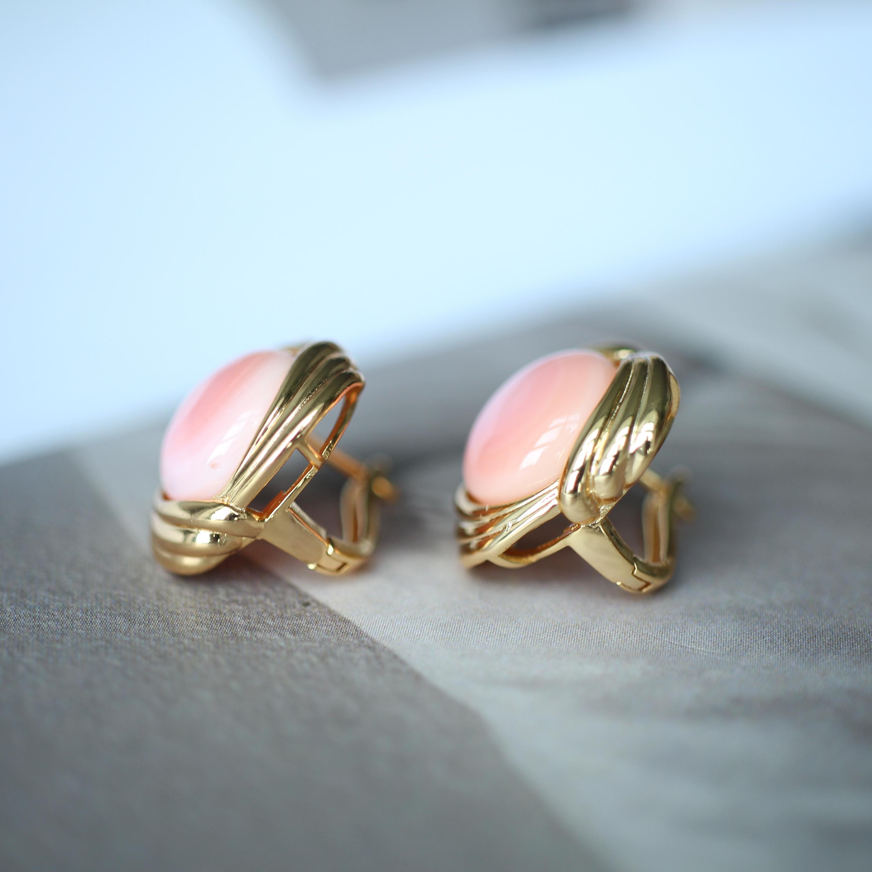 Orecchini Conchiglia Rosa Oro – Design Marino, Anallergici E Leggeri – HolidayQbee - 3