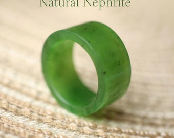 Authentic Icy Green Jade Ring Women|Natural Jade Donuts Thick Band Men|Statement Plain Nephrite Ring\Minimalist Hign End Untreated Jade