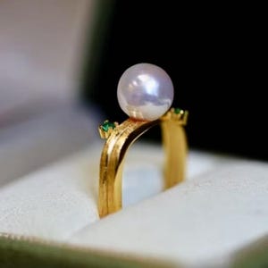 Natural big Pearl Ring Silver|Minimalist Pearl ring gold|Statement Pearl ring Women|June Birthstone Pearl ring|Round Real Pearl ring\7mm