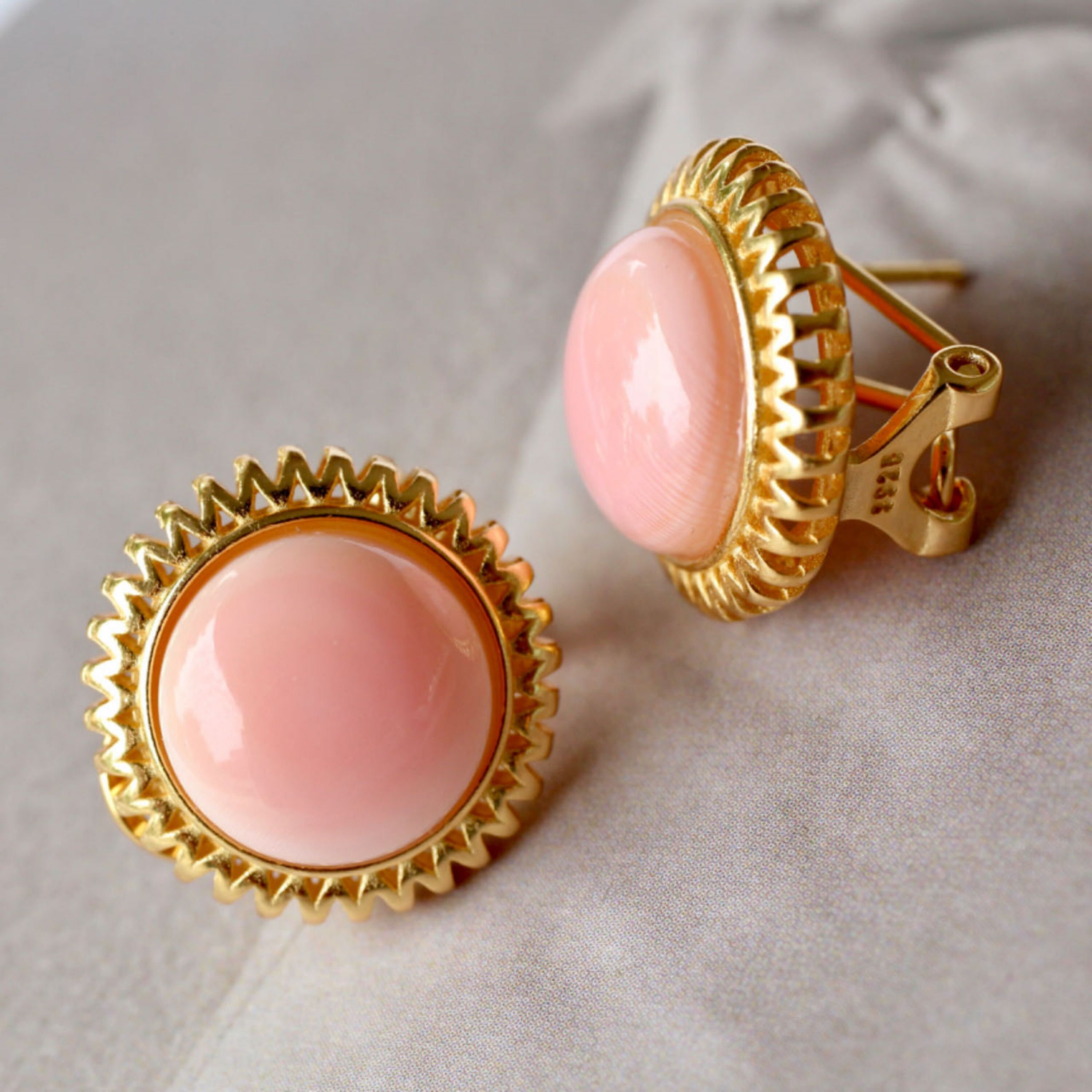 Pink Conch Pink Shell Earrings|pink Sea Shell Stud Earrings|untreated ...