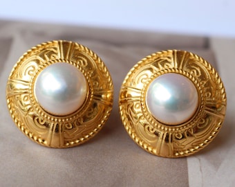 Vintage Freshwater Pearl Stud Earrings Sterling Silver|real