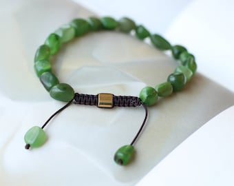 Natural Green Jade Bead Bracelet|Balancing Calming Spiritual Protection-Healing Stone- Meditation Anxiety Stress Relief Bracelet
