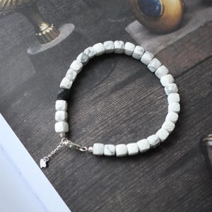 Natuurlijke Mongolië witturkoois armband in 925 zilver-gebed-balancerende kalmerende spirituele bescherming-genezing meditatie-gebedsarmband