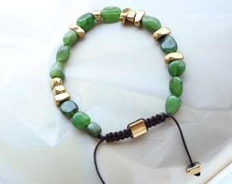Natural Green Jade Bead Bracelet|Dainty Bracelet For Women|Real Jade Bangle|Meditation Bracelets|Jade Gold Bracelets|7mm Bead